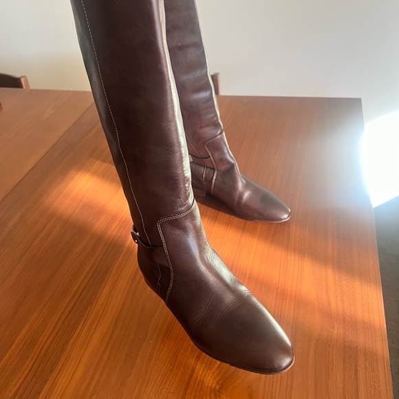 CHLOE TUCSON RIDING BOOTS BROWN LEATHER AND METAL KNEE HIGH...